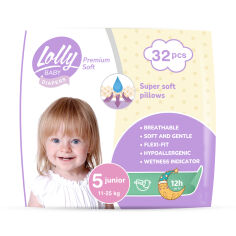 Акція на Підгузки Lolly Premium Soft Junior розмір 5 (11-25 кг), 32 шт від Eva