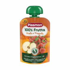 Акція на Дитяче фруктове пюре Plasmon Яблуко та полуниця з вітаміном C, від 6 місяців, 100 г від Eva