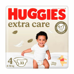 Акция на Підгузки Huggies Extra Care Jumbo розмір 4 (8-16 кг), 33 шт от Eva