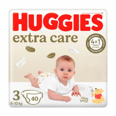 Акция на Підгузки Huggies Extra Care Jumbo розмір 3 (6-10 кг), 40 шт от Eva