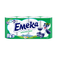 Акція на Туалетний папір Emeka Mountain Fresh, білий, 3-шаровий, 8 рулонів від Eva
