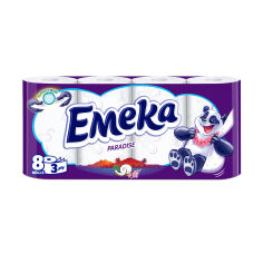 Акція на Туалетний папір Emeka Paradise, білий, 3-шаровий, 8 рулонів від Eva