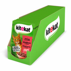 Акція на Вологий корм для дорослих кішок Kitekat з яловичиною у соусі, 85 г від Eva
