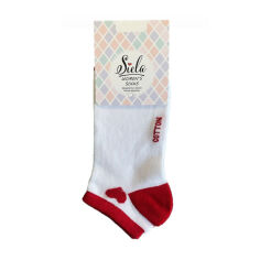 Акція на Шкарпетки жіночі Siela RT1312-141 короткі, біло-червоні з серцем, розмір 36-39 від Eva