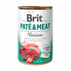 Акція на Вологий корм для дорослих собак Brit Pate & Meat з олениною, 400 г від Eva