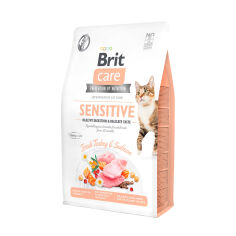 Акція на Сухий корм для вибагливих кішок Brit Care Sensitive з чутливим травленням, з індичкою та лососем, 2 кг від Eva