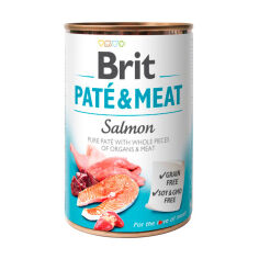Акция на Вологий корм для дорослих собак Brit Pate & Meat з лососем, 400 г от Eva