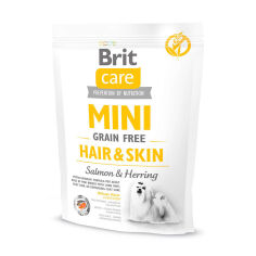 Акція на Сухий корм для собак мініатюрних порід Brit Care Mini Hair & Skin для додаткового догляду за шерстю, 400 г від Eva