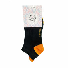 Акція на Шкарпетки жіночі Siela RT1322-041 короткі, спортивні, чорні з помаранчевим, розмір 36-39 від Eva