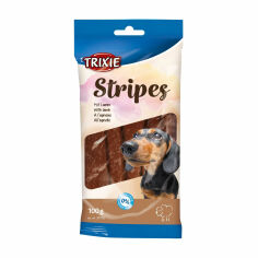 Акція на Ласощі для собак Trixie Stripes з ягням, 100 г від Eva