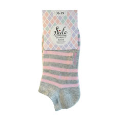 Акція на Шкарпетки жіночі Siela RT1312-082 короткі, сірі з рожевими смужками, розмір 39-42 від Eva