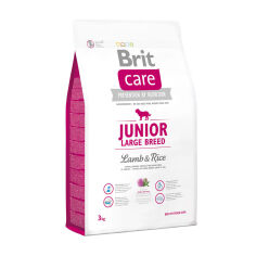 Акція на Сухий корм для цуценят та собак великих порід Brit Care Junior Large Breed з ягням та рисом, 3 кг від Eva