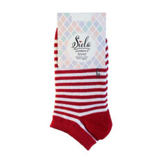 Акция на Шкарпетки жіночі Siela RT1312-141 короткі, червоно-білі зі смужками, розмір 39-42 от Eva