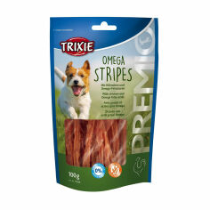 Акція на Ласощі для собак Trixie Premio Omega Stripes з куркою та омега кислотами, 100 г від Eva