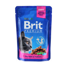 Акція на Вологий корм для кішок всіх порід Brit Premium By Nature з куркою та індичкою, 100 г від Eva