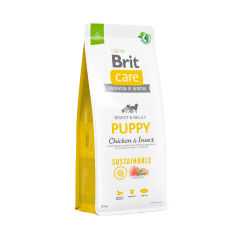 Акция на Сухий корм для цуценят Brit Care Sustainable Puppy з куркою та комахами, 12 кг от Eva