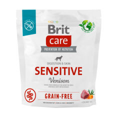 Акція на Сухий корм для собак Brit Care Sensitive з чутливим травленням, беззерновий, з олениною, 1 кг від Eva