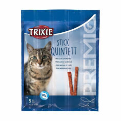 Акція на Ласощі для кішок Trixie Stick Quintett з лососем та фореллю, 5*5 г від Eva