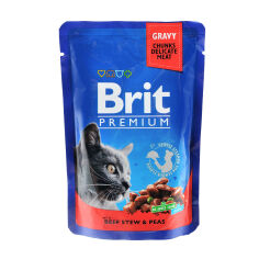 Акция на Вологий корм для кішок Brit Premium By Nature з тушкованою яловичиною та горошком, 100 г от Eva
