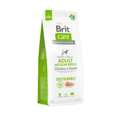 Акція на Сухий корм для дорослих собак середніх порід Brit Care Sustainable Adult Medium Breed з куркою та комахами, 12 кг від Eva