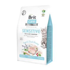 Акція на Сухий гіпоалергенний корм для кішок Brit Care Sensitive з комахами та рибою, 400 г від Eva