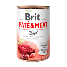 Акція на Вологий корм для дорослих собак Brit Pate & Meat з яловичиною та індичкою, 400 г від Eva
