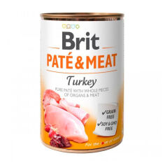 Акція на Вологий корм для дорослих собак Brit Pate & Meat з індичкою, 400 г від Eva