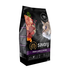 Акція на Сухий корм для стерилізованих кішок Savory Adult Cat Steril Fresh Lamb & Chicken з свіжим м'ясом ягня та курки, 400 г від Eva
