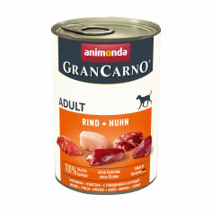 Акция на Вологий корм для собак всіх порід Animonda GranCarno Adult Beef + Chicken з яловичиною та куркою, 400 г от Eva