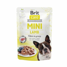 Акція на Вологий корм для собак малих порід Brit Care Mini Lamb Fillets In Gravy з філе ягнят в соусі, 85 г від Eva