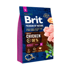 Акція на Сухий корм для дорослих собак малих порід Brit Premium By Nature Adult S з куркою, 3 кг від Eva