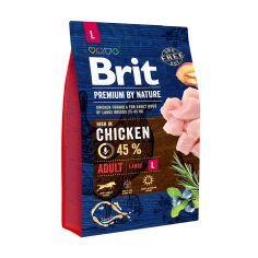 Акція на Сухий корм для дорослих собак великих порід Brit Premium by Nature Adult L з куркою, 3 кг від Eva