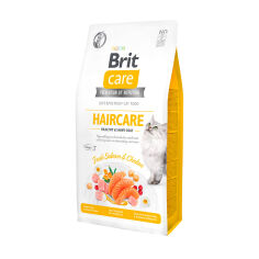 Акція на Сухий корм для кішок Brit Care Haircare для догляду за шкірою та шерстю, з лососем та куркою, 7 кг від Eva