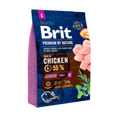 Акція на Сухий корм для молодих собак малих порід Brit Premium By Nature Junior S з куркою, 3 кг від Eva