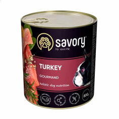 Акція на Вологий корм для дорослих собак Savory Gourmand з індичкою, 800 г від Eva
