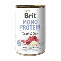 Акция на Консерва для собак Brit Mono Protein з ягням і темним рисом, 400 г от Eva