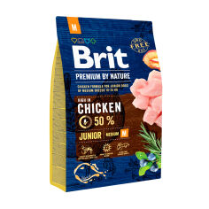Акция на Сухий корм для цуценят та молодих собак середніх порід Brit Premium By Nature Junior M з куркою, 3 кг от Eva