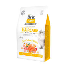 Акція на Сухий корм для кішок Brit Care Haircare для догляду за шкірою та шерстю, з лососем та куркою, 400 г від Eva