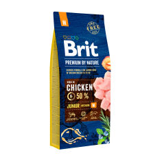 Акция на Сухий корм для цуценят та молодих собак середніх порід Brit Premium By Nature Junior M з куркою, 15 кг от Eva