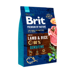 Акция на Сухий корм для собак з чутливим травленням Brit Premium by Nature Sensitive з ягням та рисом, 3 кг от Eva