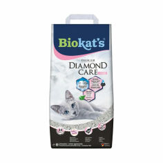 Акція на Наповнювач туалетів для кішок Biokat's Diamond Care Fresh бентонітовий, 8 л від Eva