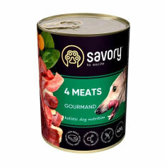 Акція на Вологий корм для дорослих собак Savory Gourmand 4 види м'яса, 400 г від Eva