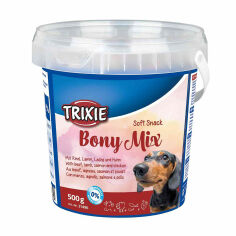 Акція на Ласощі для собак Trixie Soft Snack Bony Mix з яловичиною, ягням, лососем та куркою, 500 г від Eva