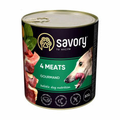 Акція на Вологий корм для дорослих собак Savory Gourmand 4 види м'яса, 800 г від Eva