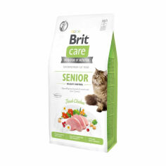 Акция на Сухий корм для літніх кішок Brit Care Senior Weight Control з надмірною вагою, зі смаком курки, 7 кг от Eva
