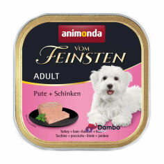 Акція на Вологий корм для собак всіх порід Animonda Vom Feinsten Adult Turkey + Ham з індичкою та шинкою, 150 г від Eva