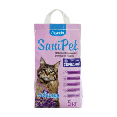 Акція на Наповнювач туалетів для кішок Природа Sani Pet бентонітовий, середні гранули, з ароматом лаванди, 5 кг від Eva