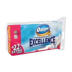 Акція на Туалетний папір Ooops! Excellence Lotion білий, 3-шаровий, 150 відривів, 16 рулонів від Eva