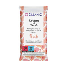Акція на Вологі освіжальні серветки для рук Cleanic Cream & Fresh Peach, 15 шт від Eva