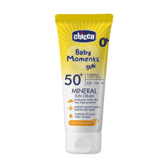 Акція на Дитячий сонцезахисний мінеральний крем Chicco Baby Moments Mineral Sun Cream SPF 50+, 75 мл від Eva